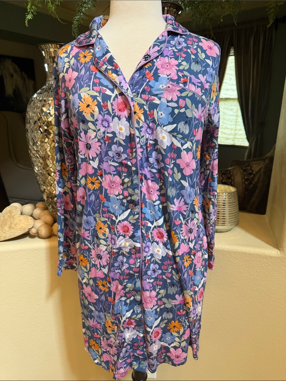 Little Sleepies Floral Button-Front Floral Nightshirt
